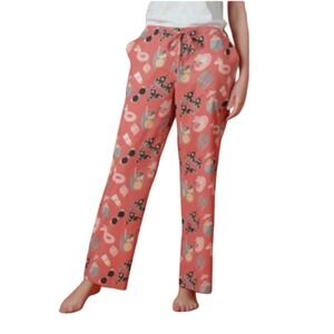 Mahogany Beach Day Cotton Lounge Pajama Pants in Bag Coral Pink Print L NEW